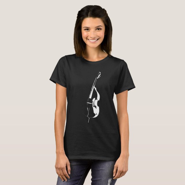 Aufrechtes Bass-Silhouette-T - Shirt-Schwarzes T-Shirt (Vorne ganz)