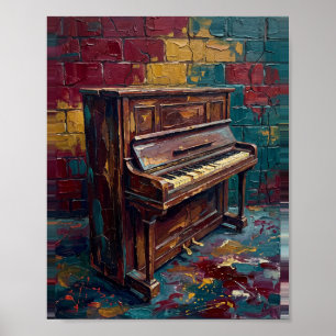 Aufrechtes Klavier Kunst Vintage-Gemälde Poster