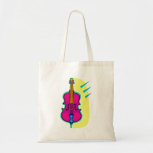 Aufrechtes lila abstraktes grafisches Bass-Bild Tragetasche