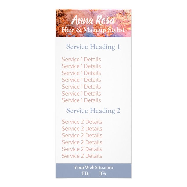 * Aufregende Aquarellfarbe Abstrakt Pink Gold Blau Werbekarte (Vorne)