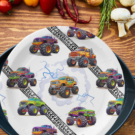 Aufregende Kids Monster Truckmuster Pappteller