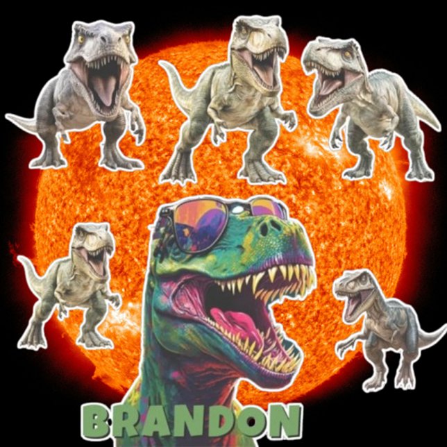 Aufregender Dinosaurier Personalisierter Name Aufkleber (Brighten your day with an exciting dinosaur sticker—perfect for kids and dino lovers alike)