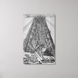 Aufrichten des alten ägyptischen Obelisk Leinwanddruck