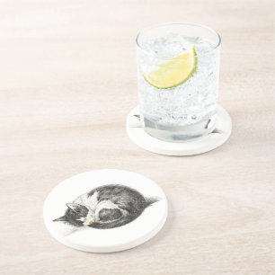 Aufrollende schlafende Katze (1825) Getränkeuntersetzer