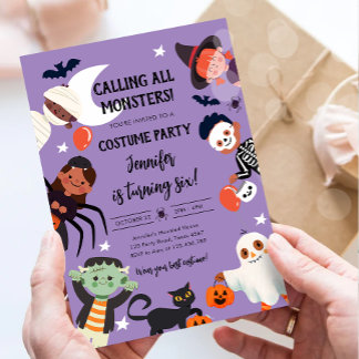 Aufruf aller Monster Halloween-Kostüme Geburtstag Einladung