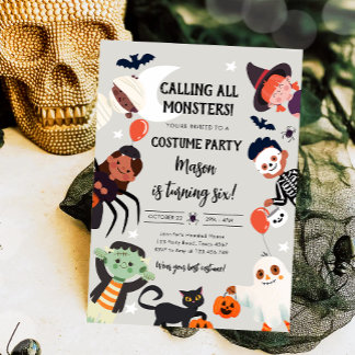 Aufruf aller Monster Halloween-Kostüme Geburtstag Einladung