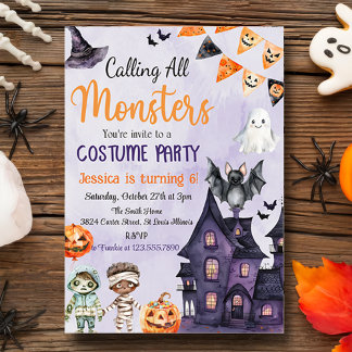 Aufruf aller Monster Halloween-Kostüme Geburtstag Einladung
