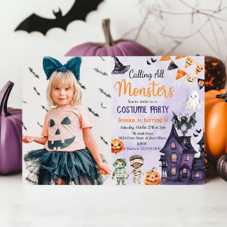 Aufruf aller Monster Halloween-Kostüme Geburtstag Einladung