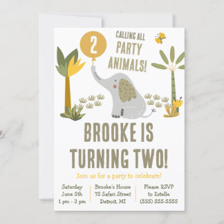 Aufruf aller Party Tiere Elephant Safari Geburtsta Einladung