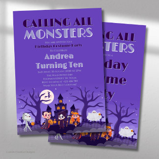 Aufruf an alle Monster Geburtstags-Kostüm-Party Einladung