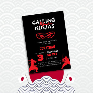 Aufruf an alle Ninjas Silhouette Geburtstag Einladung
