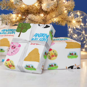 Aufruf an alle Party-Tiere Bauernhof-Geschenkpapie Geschenkpapier