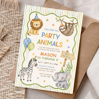 Aufruf an alle Party-Tiere Safari-Geburtstag Einladung
