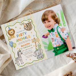 Aufruf an alle Party-Tiere Safari-Geburtstagsfoto Einladung