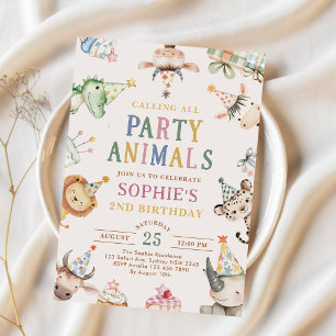 Aufruf an alle Partytiere Safari-Zoo-Geburtstag  Einladung