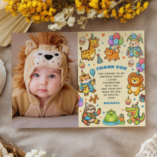 Aufruf an alle Partytiere Zoo Kindergeburtstagsfei Dankeskarte