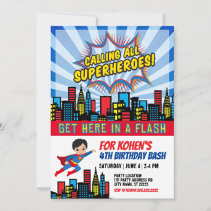 Aufruf an alle Super Heroes zum Geburtstag Einladung