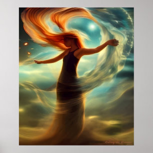 Aufruf der Elements AI Fantasy Digital Art Print Poster