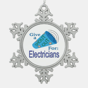 Aufruf für Elektriker Schneeflocken Zinn-Ornament