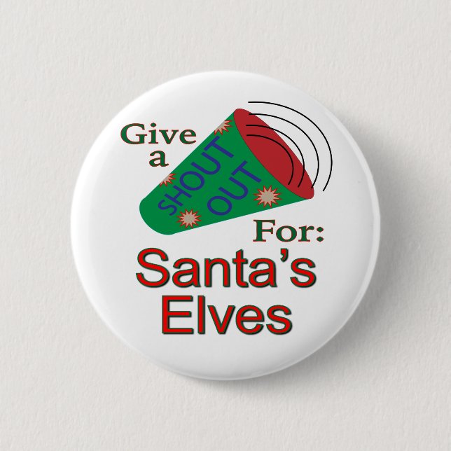 Aufruf für Santas Elfen Button (Vorderseite)