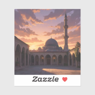 Aufruf zum Gebet – Moschee-Minarett-Kunst-Quadrat Aufkleber