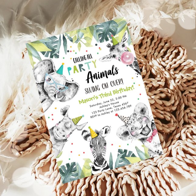 Aufrufen Alle Party Tiere Boy Safari Birthday Inv Einladung (Von Creator hochgeladen)