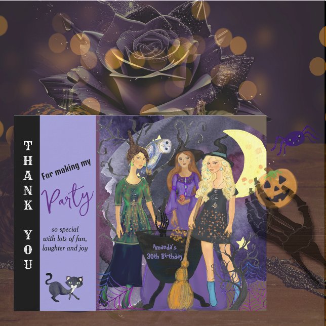 Aufrufen aller Hexen Halloween Geburtstag Dankeskarte (Calling All Witches Halloween Birthday Thank You Card)