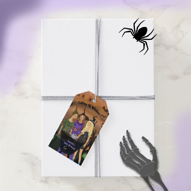 Aufrufen aller Hexen Halloween Geburtstag Geschenkanhänger (Calling All Witches Halloween Birthday Gift Tags)