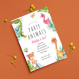 Aufrufen aller Party im Niedlichen Wasserfarben-Zo Einladung