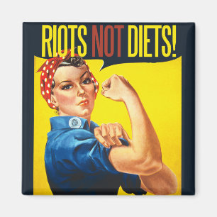 Aufruhr statt Diäten - vintage Feminismus Magnet