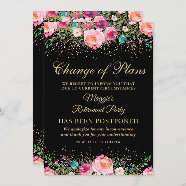 Aufschiebtes Party für das Blumenpensionssystem Einladung (Vorne/Hinten)