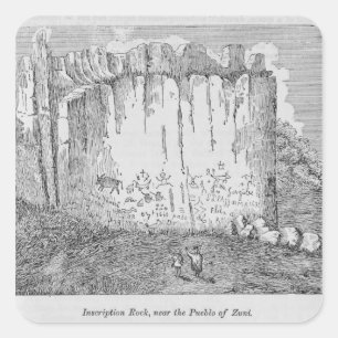 Aufschrift-Felsen, nahe dem Pueblo von Zuni Quadratischer Aufkleber