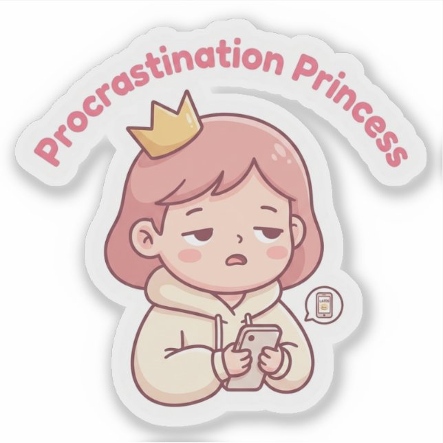 Aufschubprinzessin Süße Ästhetik Sticker (Vorderseite)