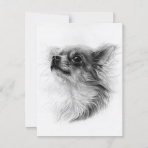 Aufsehen - Handgemalt Chihuahua Portrait Postkarte