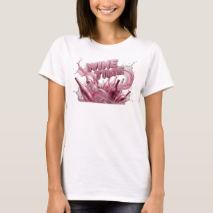 Aufsehenerregende pinke WINE TIME Wearable Kunst T-Shirt