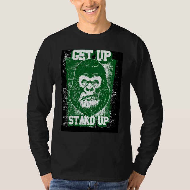 Aufstehen, aufstehen - Gorilla-Motivation T-Shirt (Vorderseite)