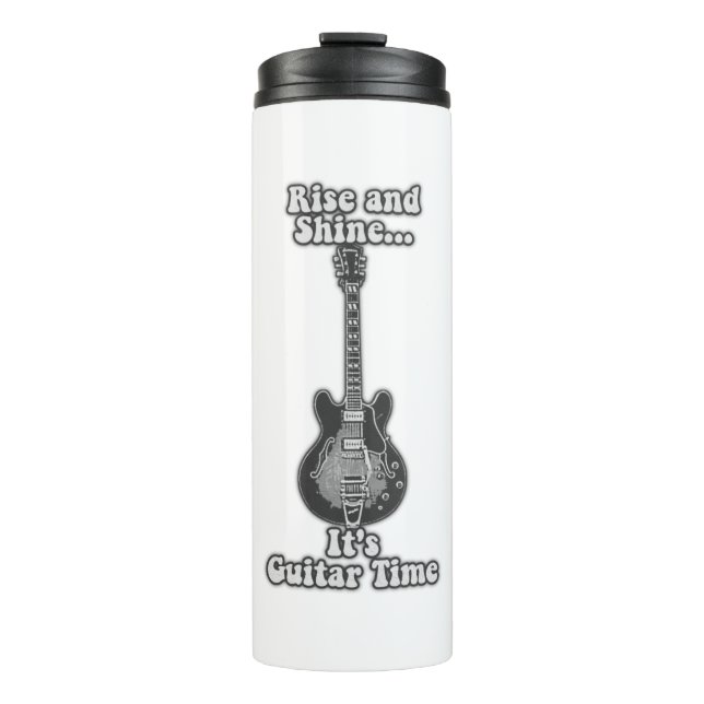 Aufstehen und leuchten. Es ist Gitarrenzeit. Schwa Thermosbecher (Vorderseite)