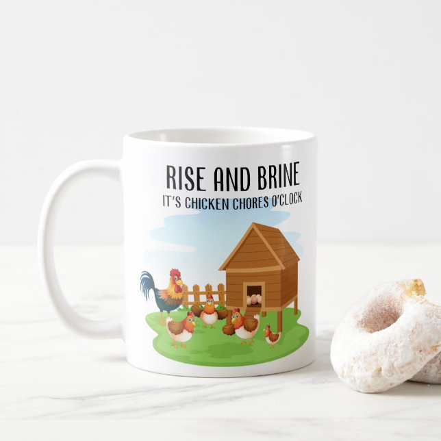 Aufstehen und Salzlake Huhn Kaffeetasse (Mit Donut)