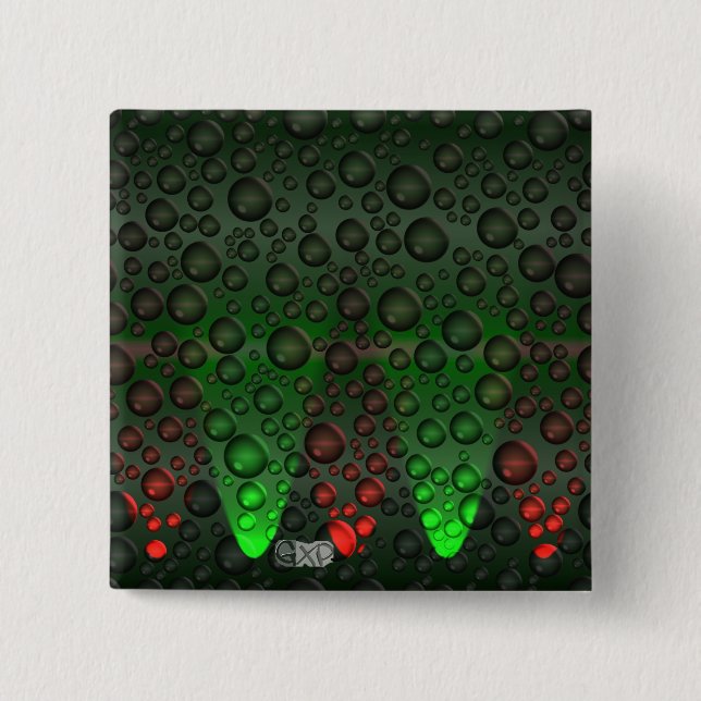 Aufsteigende Blasen Grün/Rot Abzeichen Button (Vorderseite)