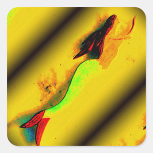 aufsteigende Meerjungfrau Quadratischer Aufkleber