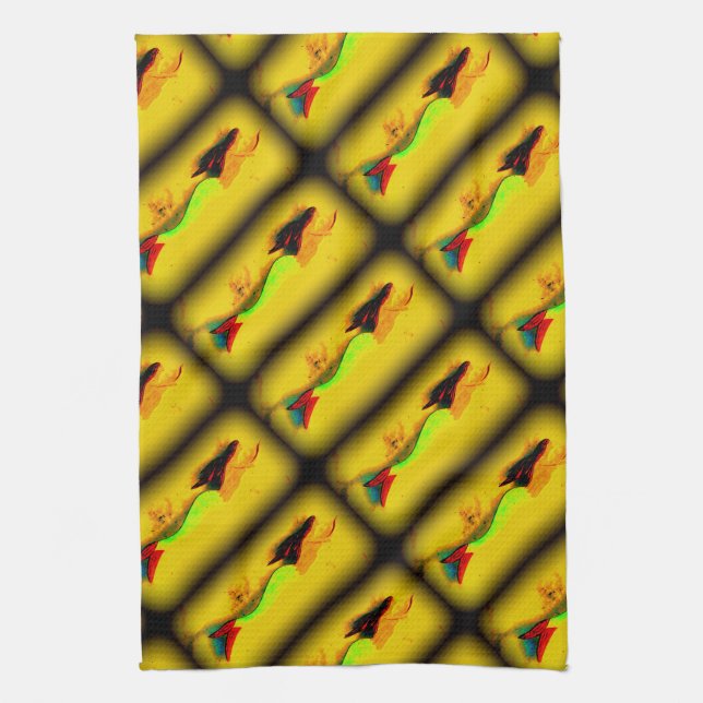 aufsteigende Meerjungfrauen Küchentücher (Vertikal)