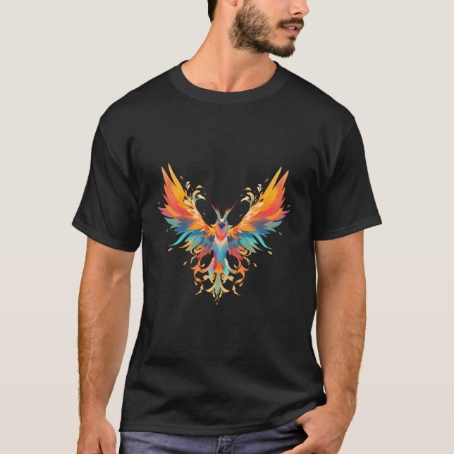 Aufsteigende Phoenix Feuerfarbigkeit des Bird Open T-Shirt (Vorderseite)