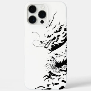 aufsteigender Drache in fett-schwarz-weiß, gezeich iPhone 16 Pro Max Hülle