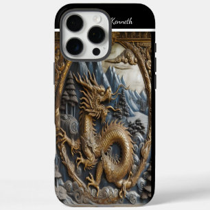 Aufsteigender Goldener Drache iPhone 16 Pro Max Hülle