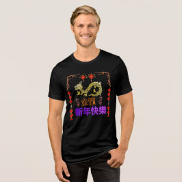 Aufsteigender Goldener Drache Tri-Blend Shirt