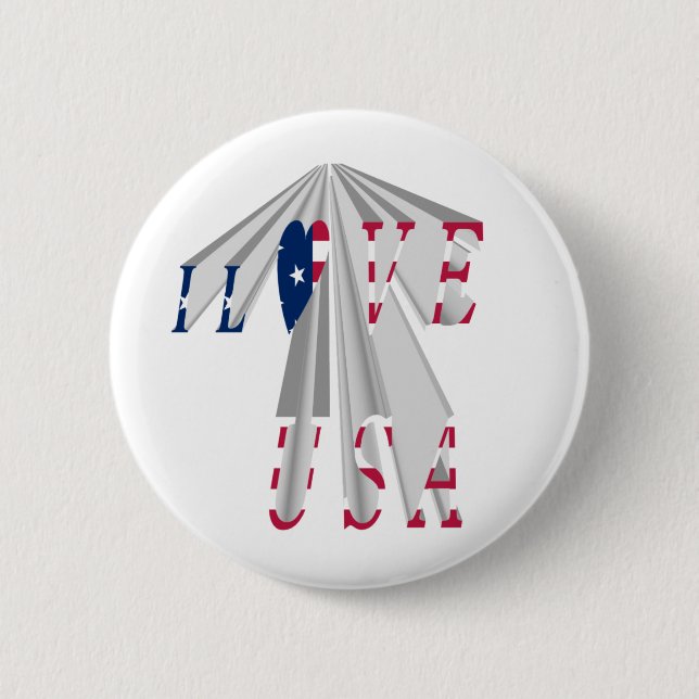 Aufsteigender Patriotismus: Ich Liebe USA Perspect Button (Vorderseite)