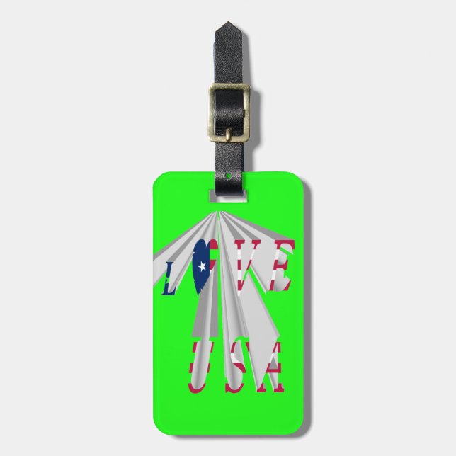 Aufsteigender Patriotismus: Ich Liebe USA Perspect Gepäckanhänger (Vorderseite vertikal)