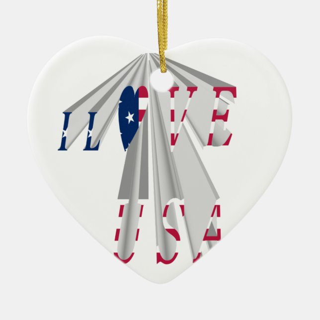 Aufsteigender Patriotismus: Ich Liebe USA Perspect Keramik Ornament (Vorne)