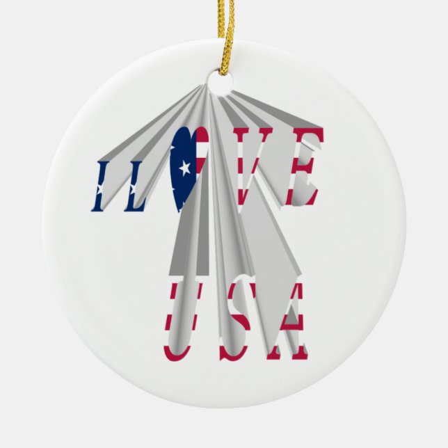 Aufsteigender Patriotismus: Ich Liebe USA Perspect Keramik Ornament (Vorne)