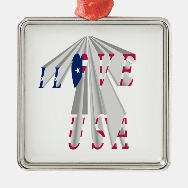 Aufsteigender Patriotismus: Ich Liebe USA Perspect Ornament Aus Metall (Vorne)